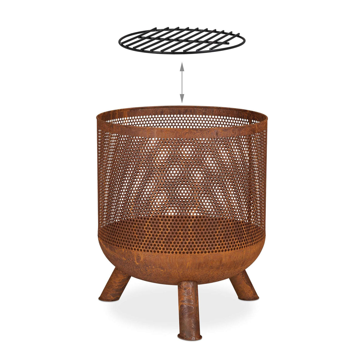 Fire basket mesh rust-colored