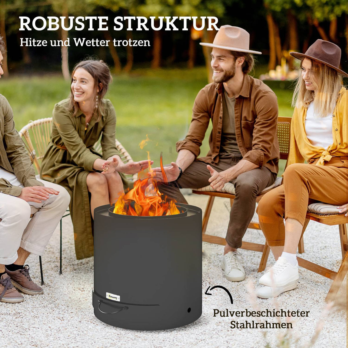 Fire bowl Ø45 x 42cm made of steel fire pit with poker ash tray fire bowls for garden, balcony terrace, outdoor BBQ camping black |
