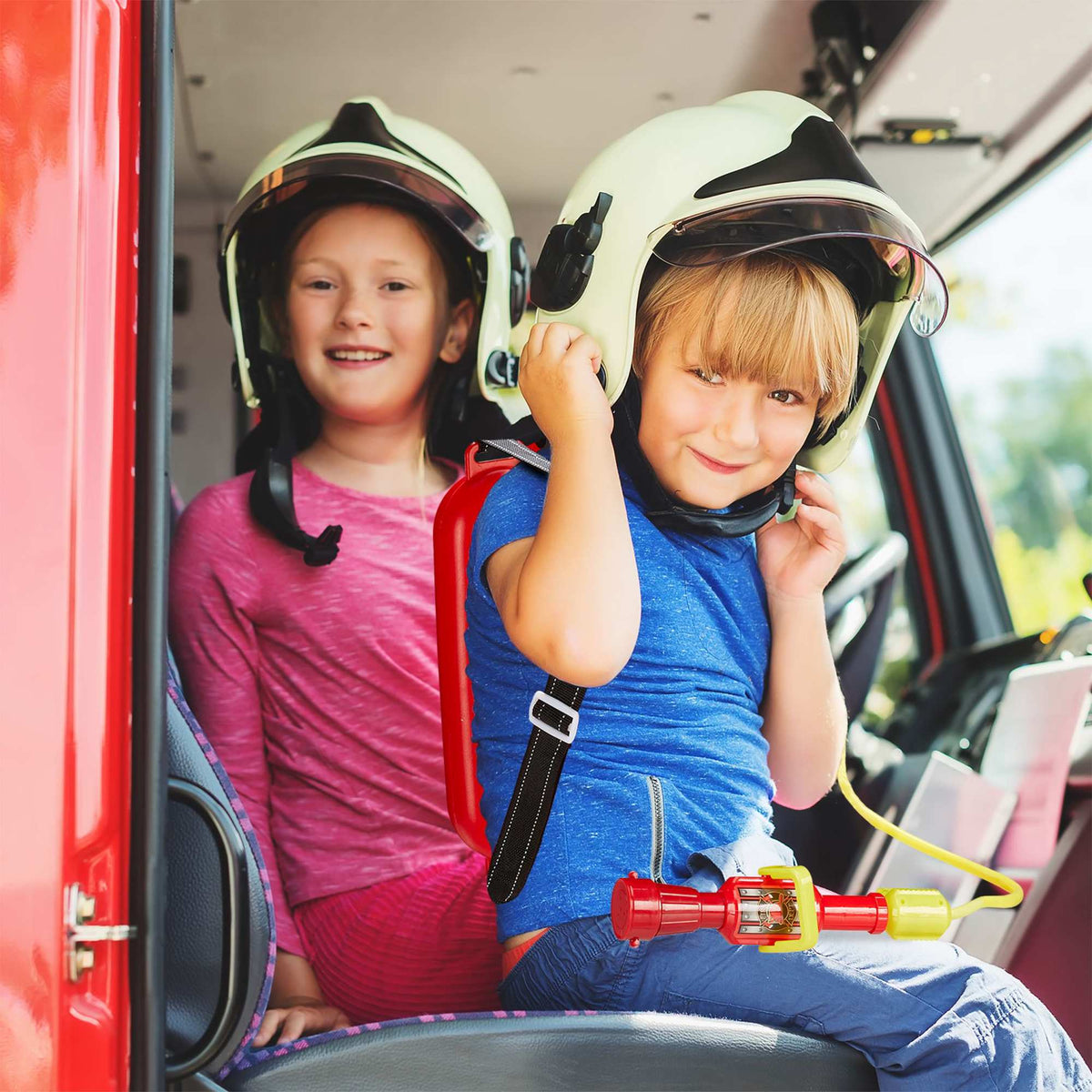 Fire brigade water spray children