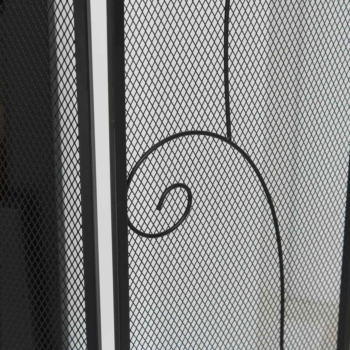 Fireplace Grille, Fireplace Protection Grille With 3 Panels, Folding Spark Protection Grille, Oven Protection Grille For Living Room, Metal, Black 132.5 X 76.5Cm