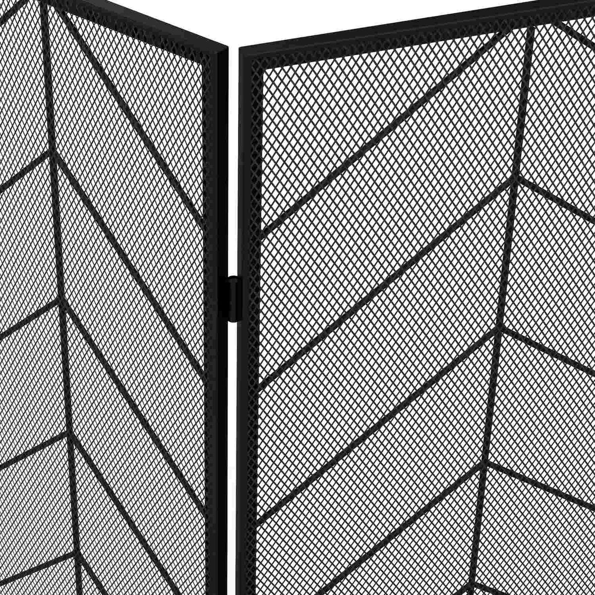 Fireplace Guard, Folding Fireplace Gate with 3 Panels, Oven Guard, Spark Guard for Living Room, Steel, 135 x 85cm, Black