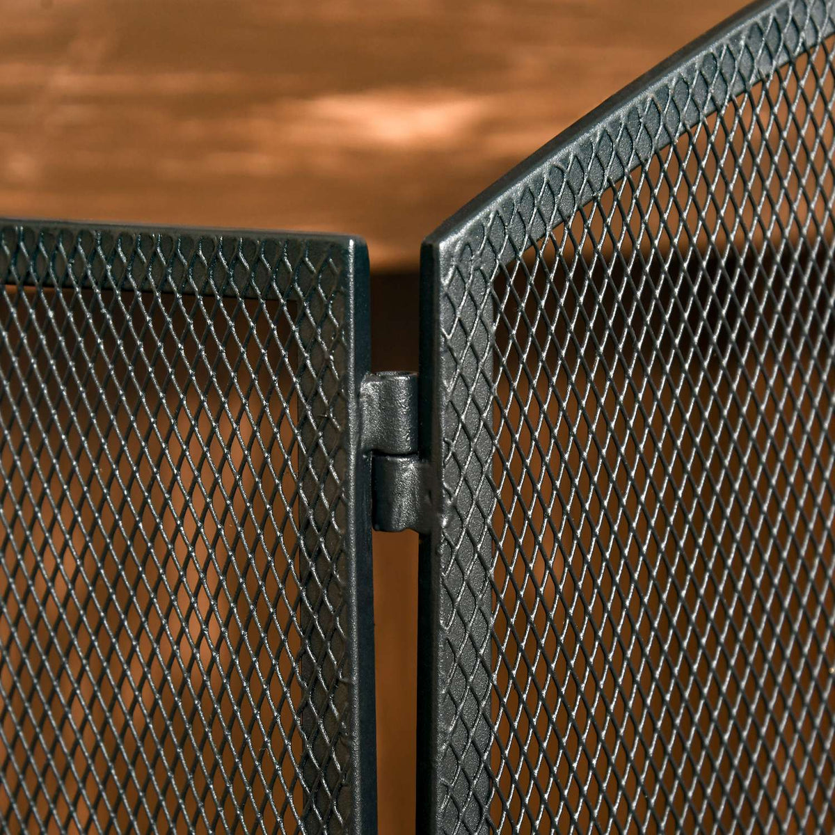 Fireplace Screen, Foldable Metal Spark Guard, Black, 110x24x76.5 cm