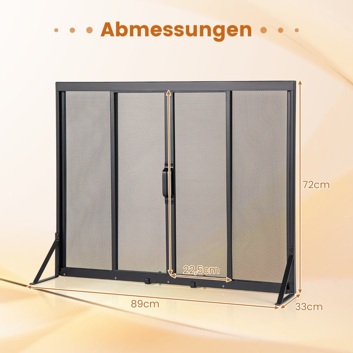 Fireplace Screen with Sliding Doors, 89 x 72 cm, Metal Mesh