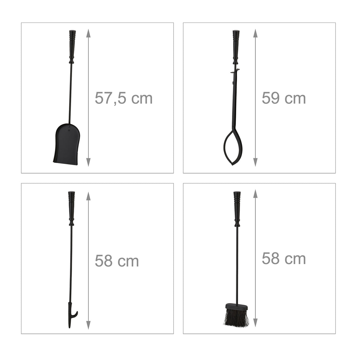 Fireplace Tool Set, 5-Piece Metal Accessories
