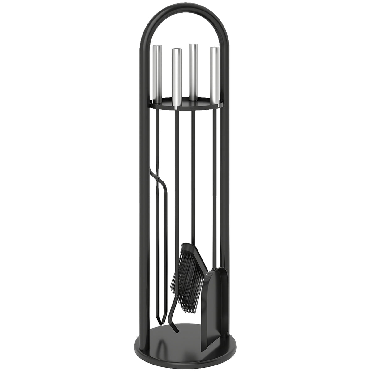Fireplace Tool Set, 5-Piece with Stand, Brush, Shovel, Poker, Tongs