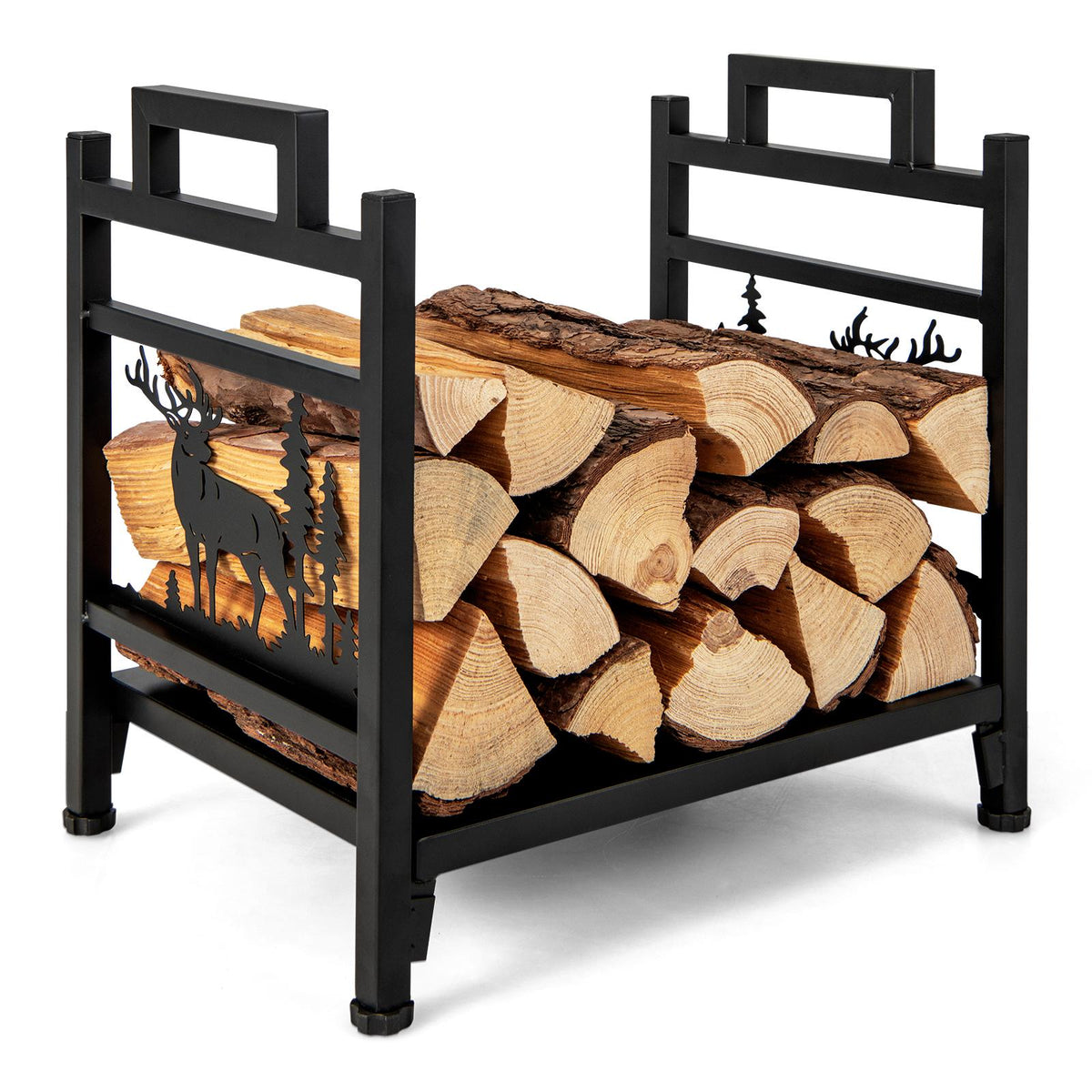 Firewood Rack, 18.5 Inch Metal Log Holder With Handles