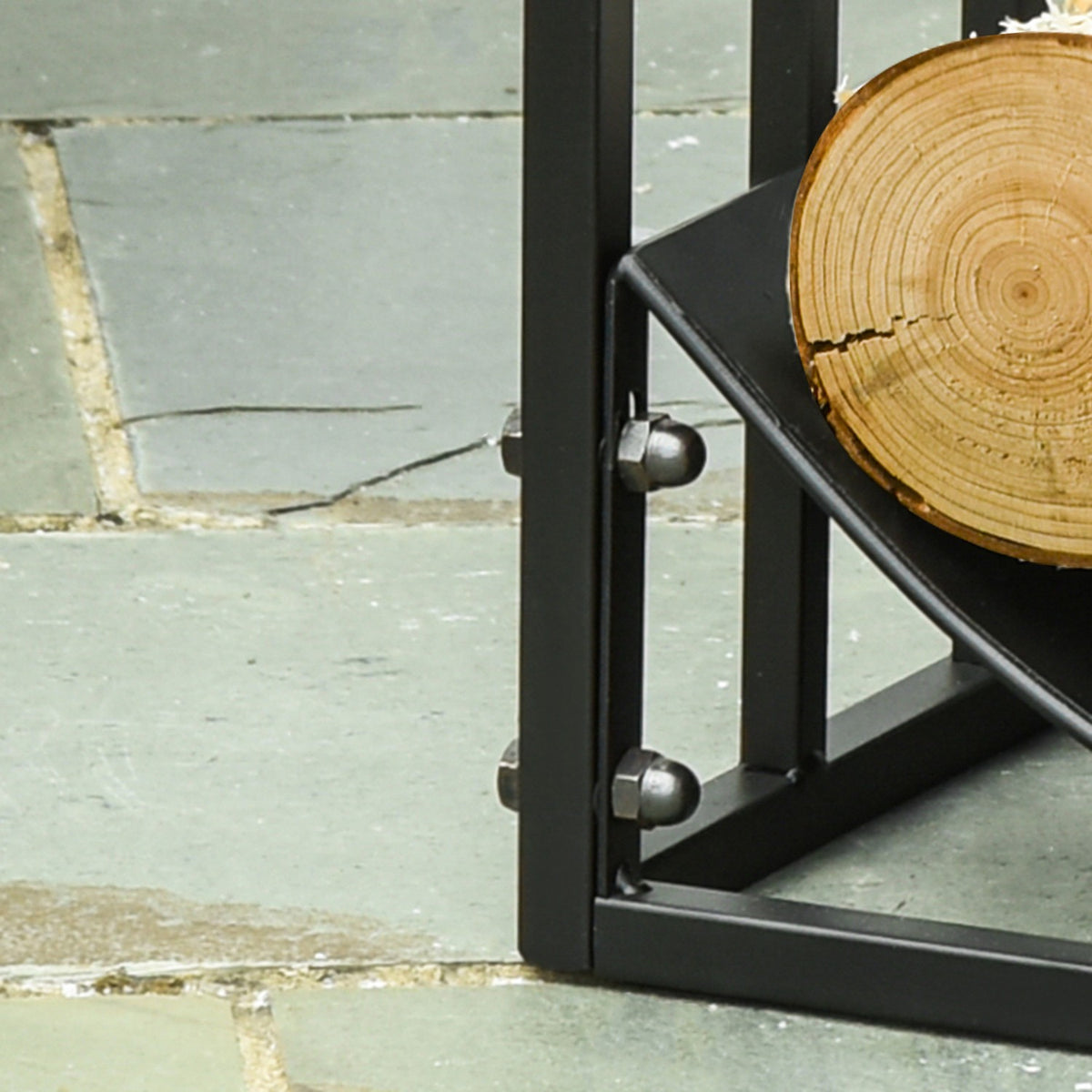 Firewood Rack Firewood Stand Firewood Rack 60 Kg Heavy Duty Firewood Rack Fireplace Tool Metal Black 60.5 X 36 X 46.5 Cm