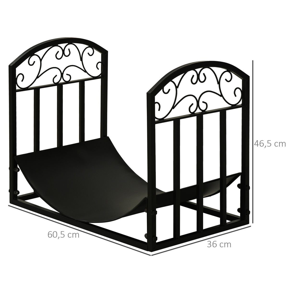 Firewood Rack Firewood Stand Firewood Rack 60 Kg Heavy Duty Firewood Rack Fireplace Tool Metal Black 60.5 X 36 X 46.5 Cm