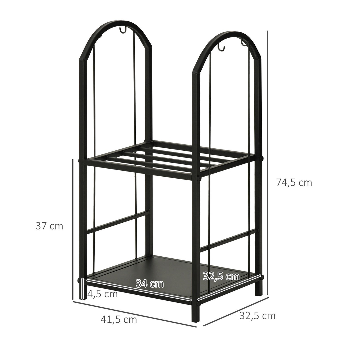 Firewood Rack Firewood Stand Firewood Rack With 4 Additional Firewood Tools Fireplace Cutlery 2-Tier Design 41.5 X 32.5 X 74.5 Cm