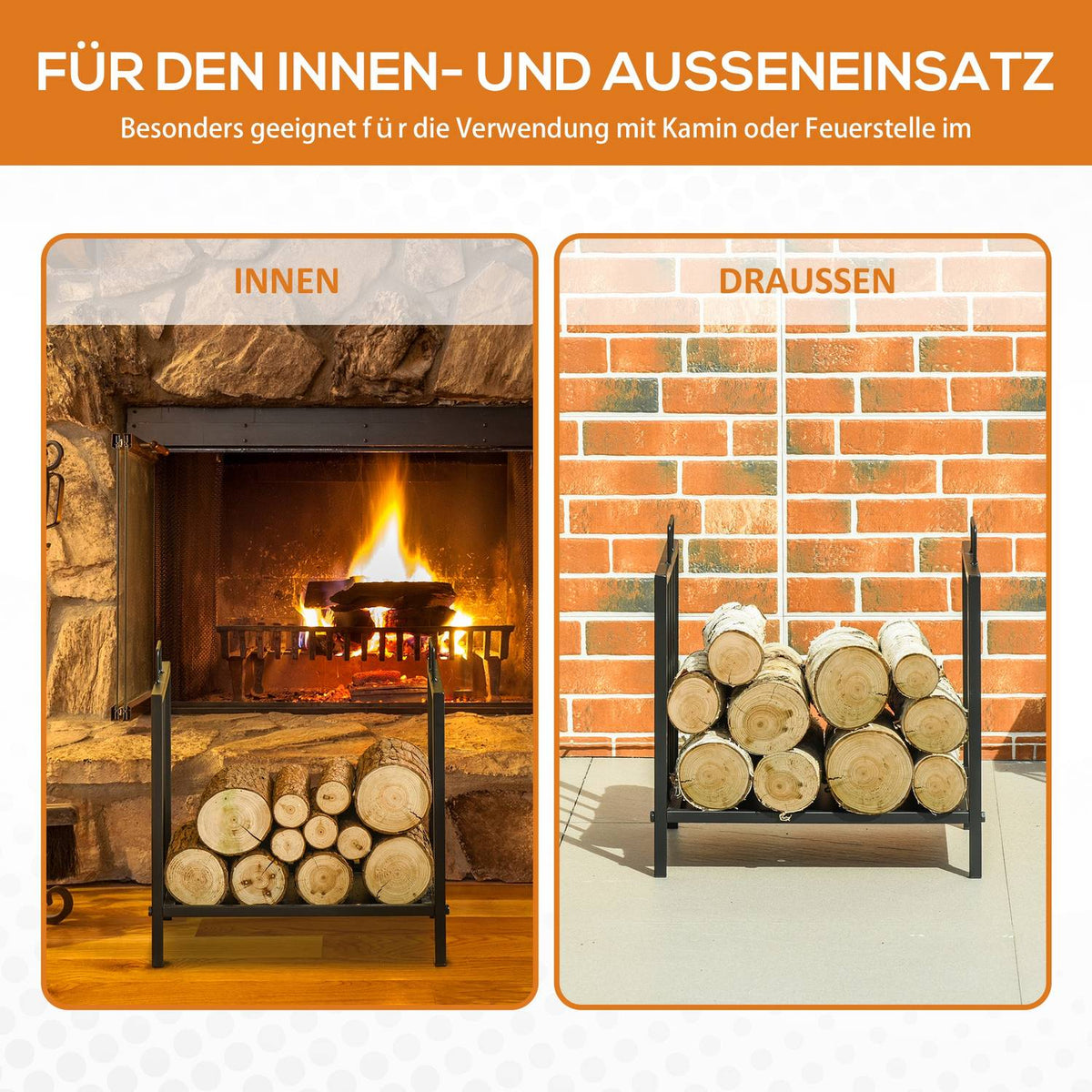 Firewood Rack Firewood Stand With Two Handles Fireplace Cutlery 50 Kg Heavy Duty Firewood Rack Fireplace Tool Metal Black 39 X 32.5 X 46 Cm