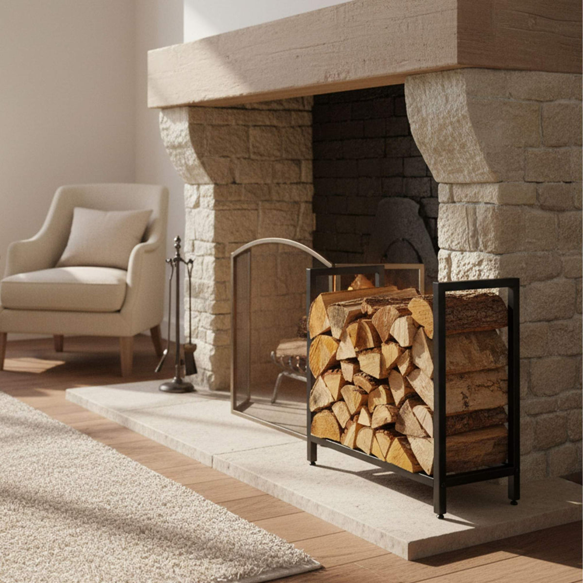 Firewood Rack, Iron – Space-Saving Log Storage