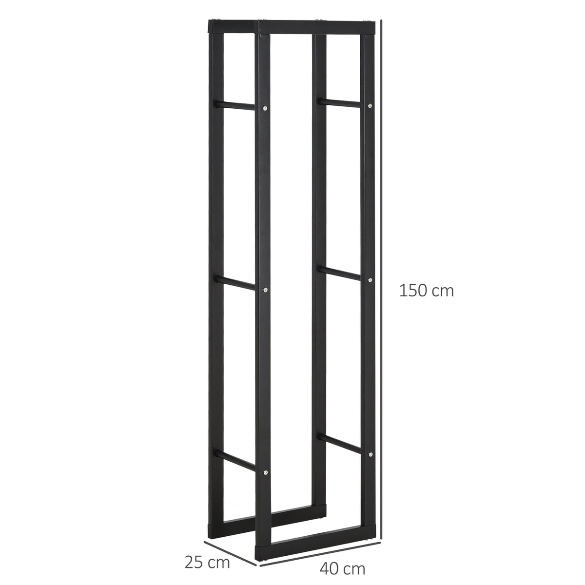 Firewood Rack, Metal, 40x25x150 cm, Holds Up to 100kg