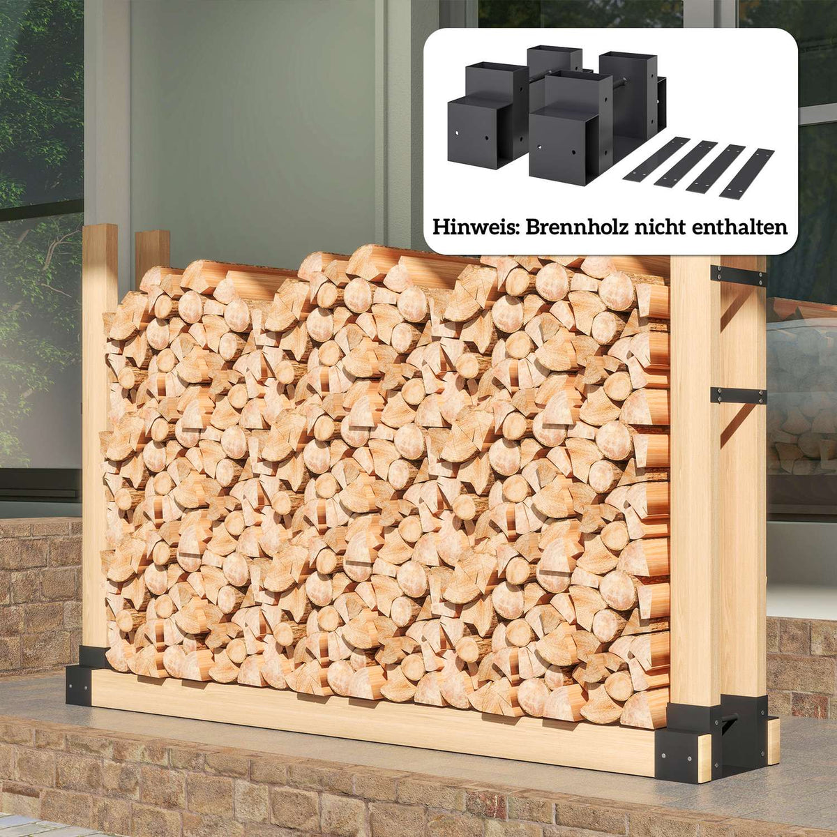 Firewood Rack Set, Adjustable Metal, Black, 33.5x10x15.5cm