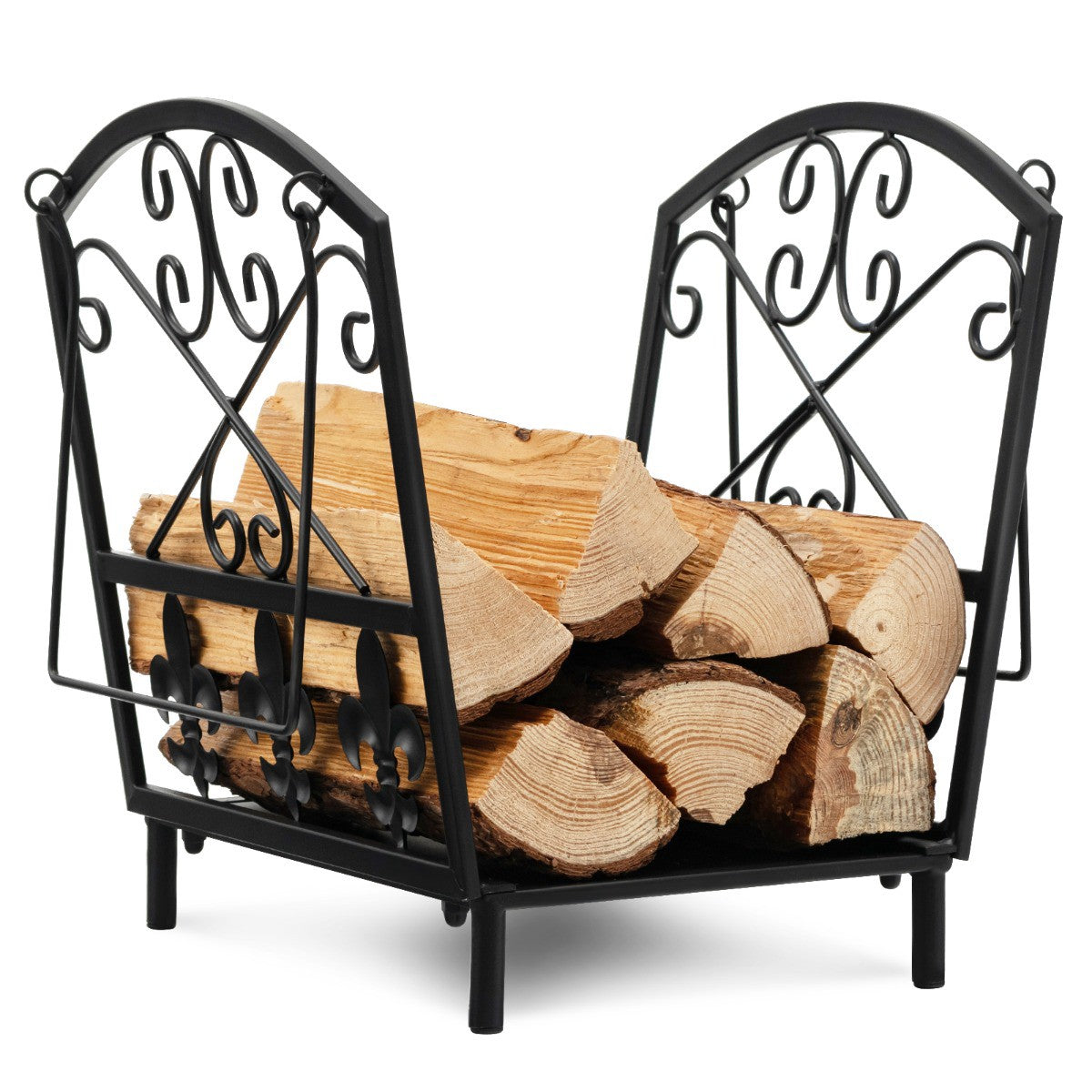 Firewood Rack With Handles, Raised Legs, Steel 110 lb