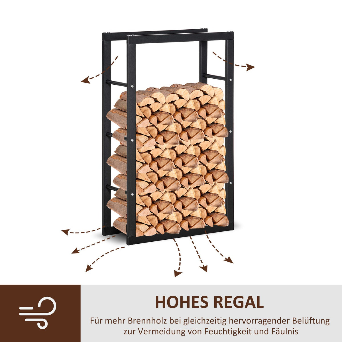 Firewood Stand Firewood Rack Firewood Rack Firewood Holder 100Kg Steel Black L60 X W25 X H100 Cm