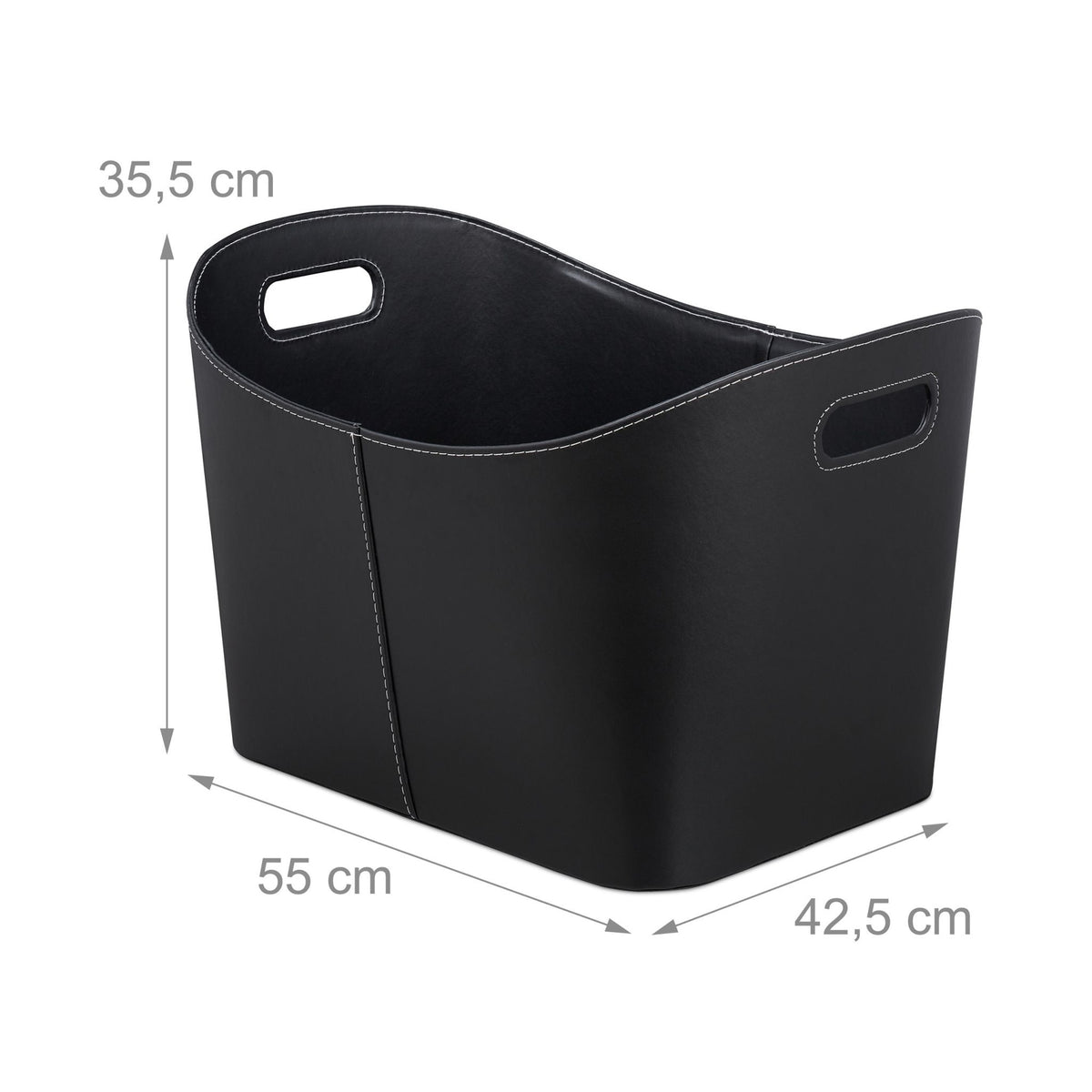 Firewood basket in black artificial leather