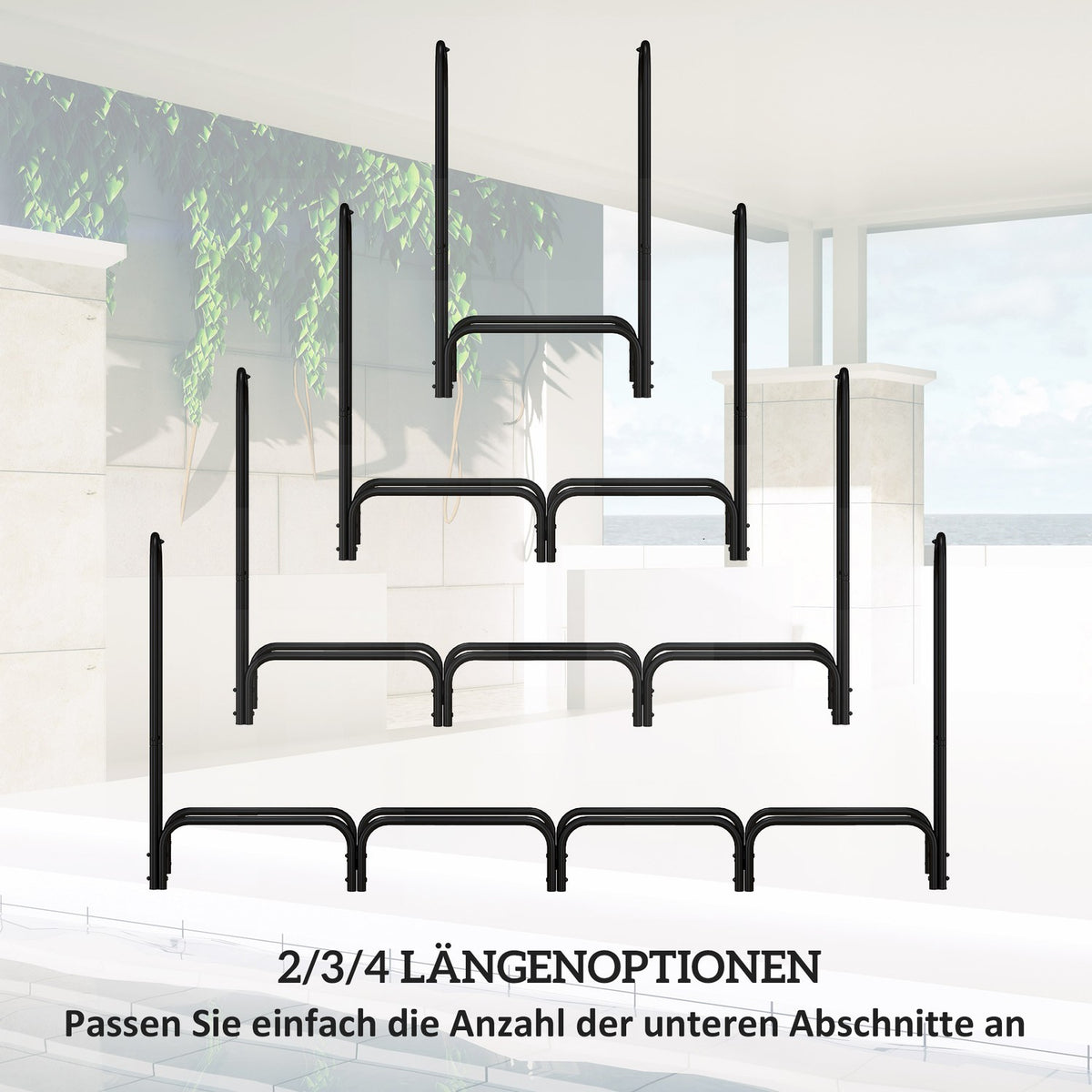 Firewood rack, 0.67 m³, with carrying bag & cover, metal frame, up to 200 kg, 240 x 36 x 99 cm, black