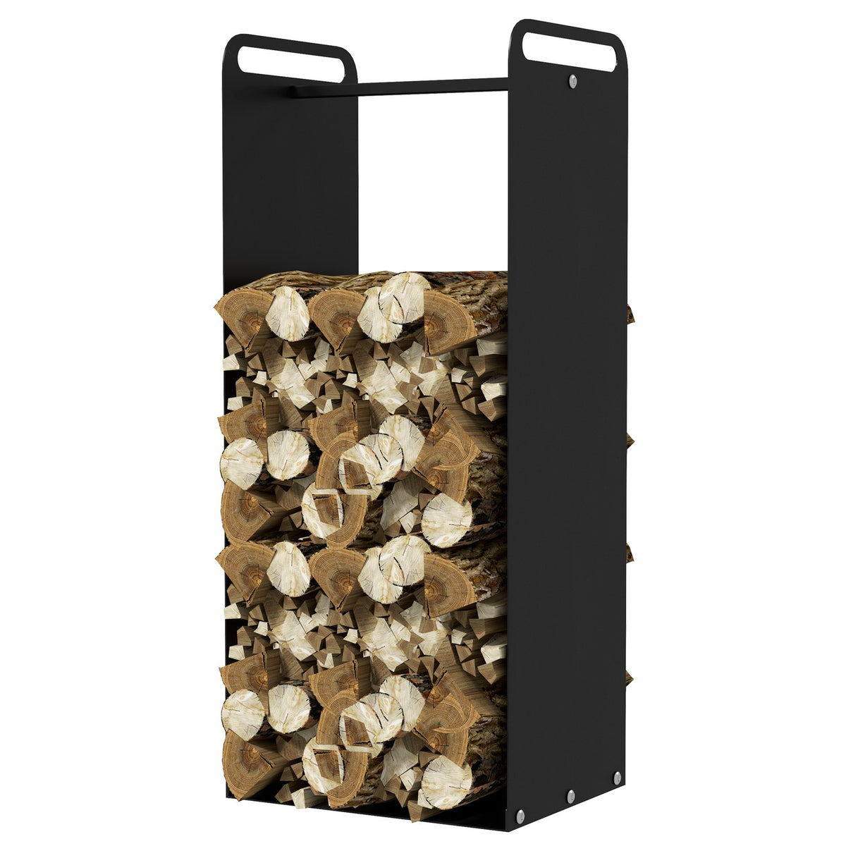 Firewood rack 36 x 30 x 90 cm firewood rack with handles, firewood rack for outdoor, indoor, up to 30 kg, steel, black