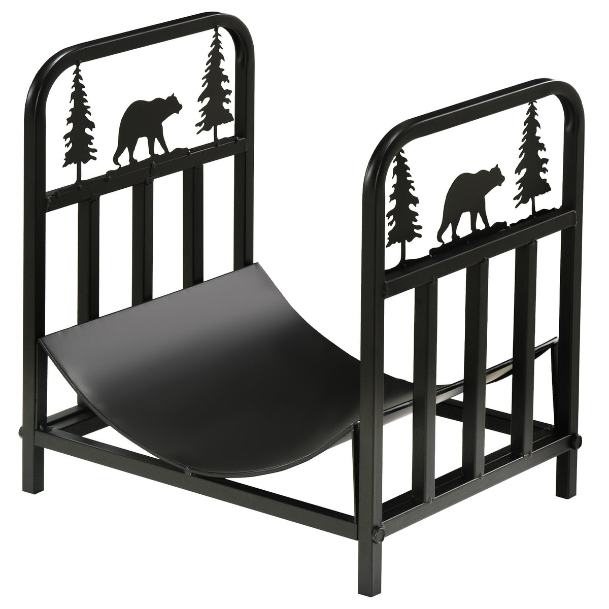 Firewood rack 42 x 33.5 x 43 cm firewood rack with handles, firewood rack for outdoor, indoor, up to 50 kg, metal, black