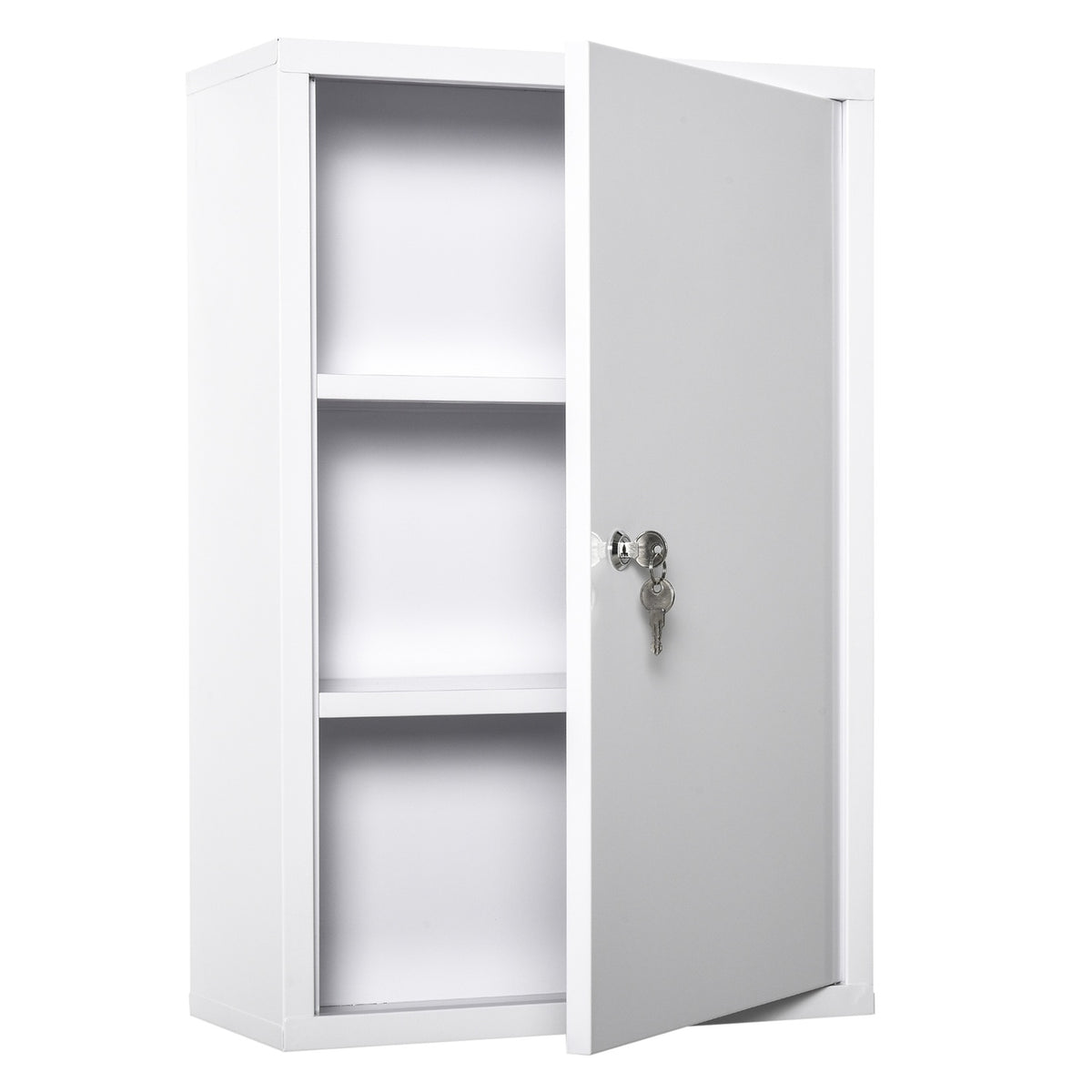 First Aid Cabinet Medicine Cabinet 3 Compartments Lockable Steel White 40X18X60Cm