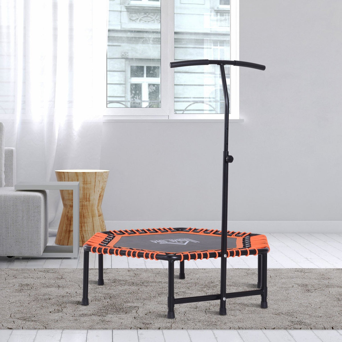 Fitness Trampoline Garden Trampoline For Yoga, Steel+Pp+Eva, Black+Orange, 122X122X138Cm