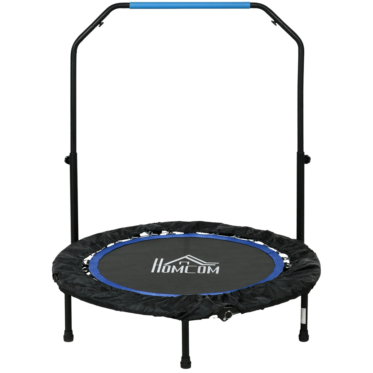 Fitness trampoline, load capacity 100 kg, Ø102x123H cm, foldable, with height-adjustable handle, LCD monitor, robust steel frame, blue
