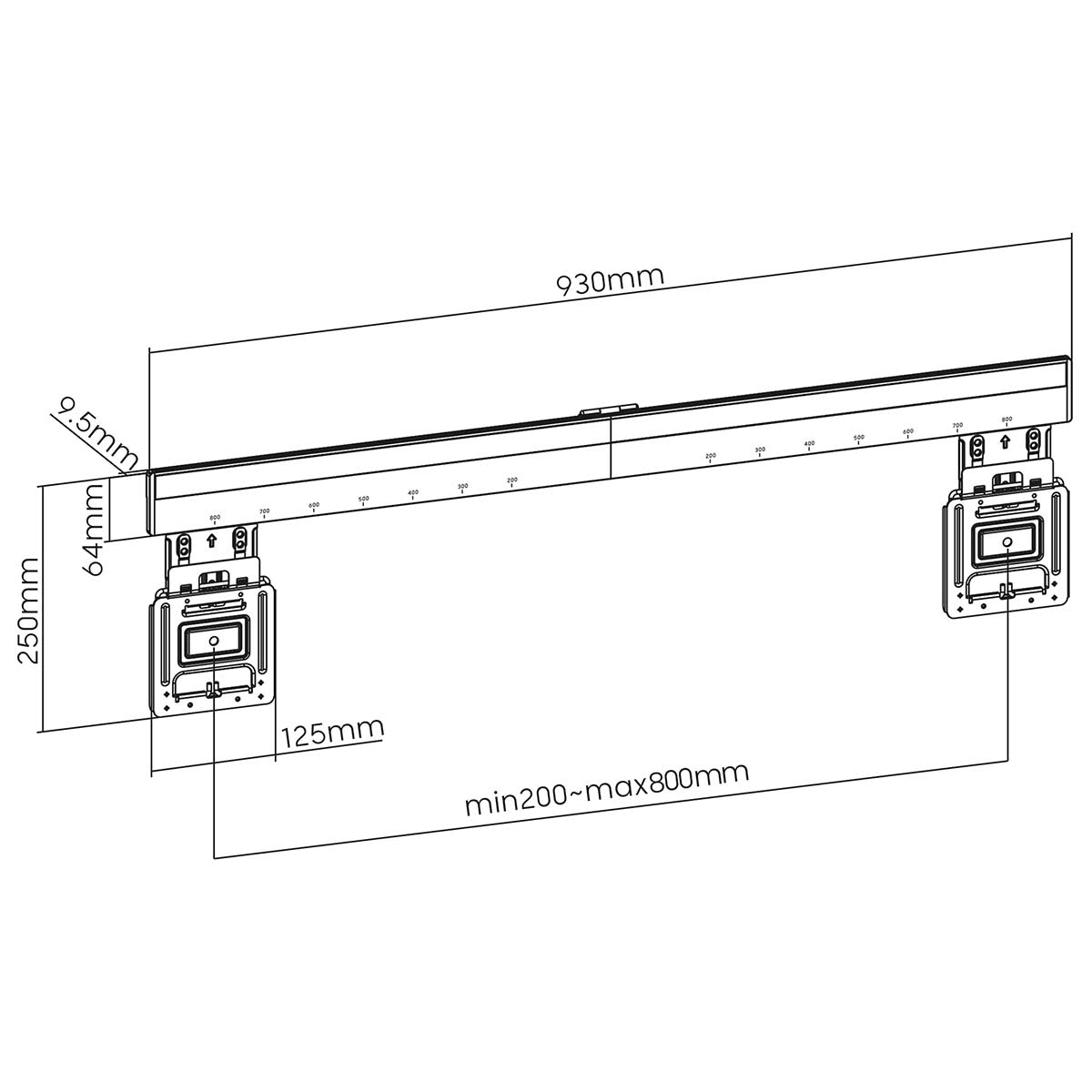 Fixed TV Wall Mount | 43 - 100 " | Maximum supported screen weight: 75 kg | Minimum wall distance: 9,50 mm | Steel | Black