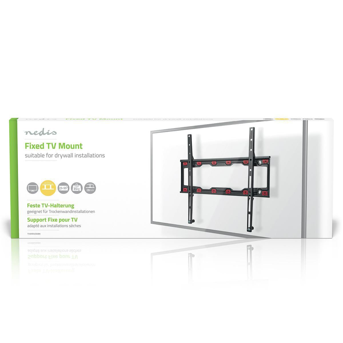 Fixed TV wall mount | 23-55 " | Maximum screen weight supported: 35 kg | Minimum wall distance: 28 mm | Steel | Black