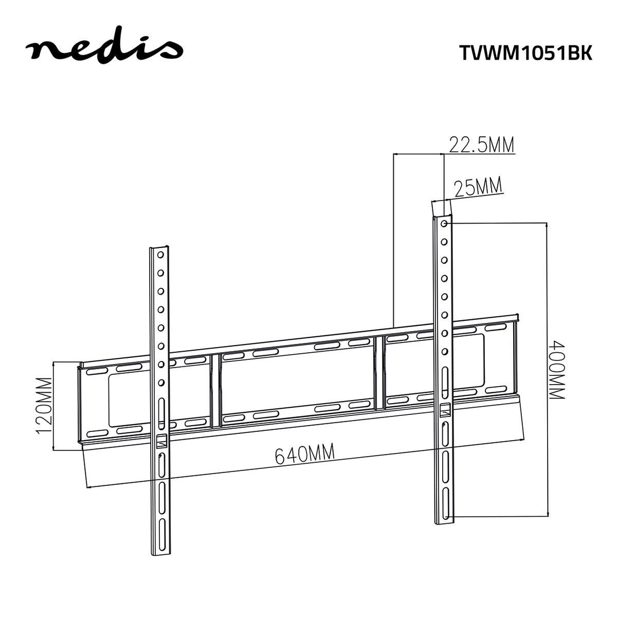 Fixed TV wall mount | 37-70 " | Maximum screen weight supported: 35 kg | Minimum wall distance: 23 mm | Steel | Black