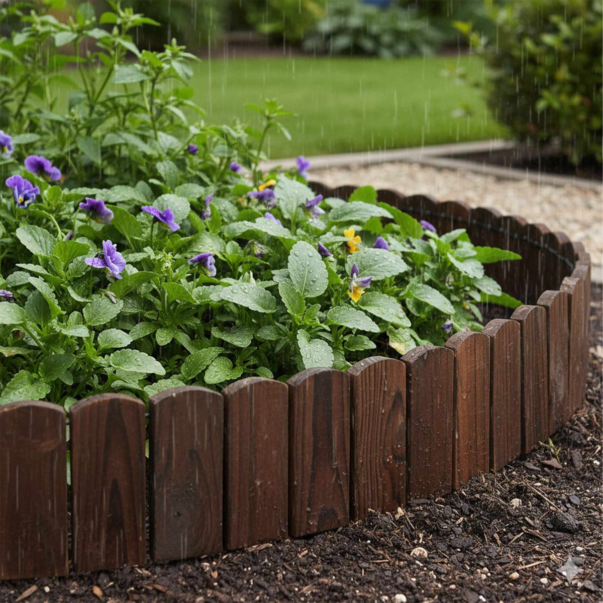 Flexible Wooden Garden Edging – Weather-Resistant, Easy Installation