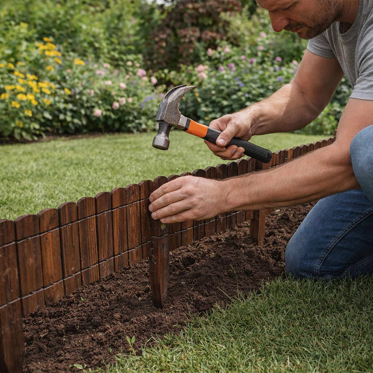 Flexible Wooden Garden Edging – Weather-Resistant, Easy Installation