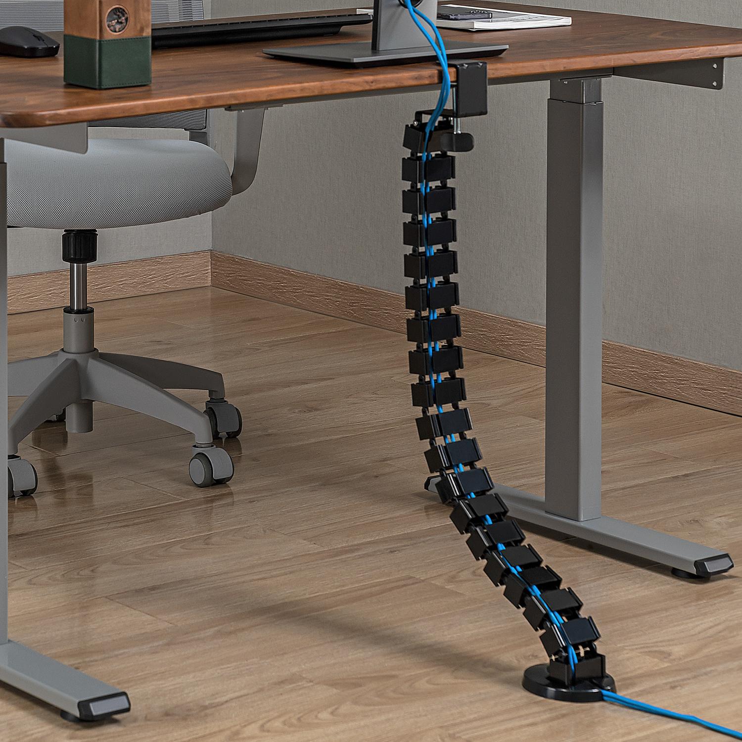 Flexible vertical cable duct for sit/stand desk Black