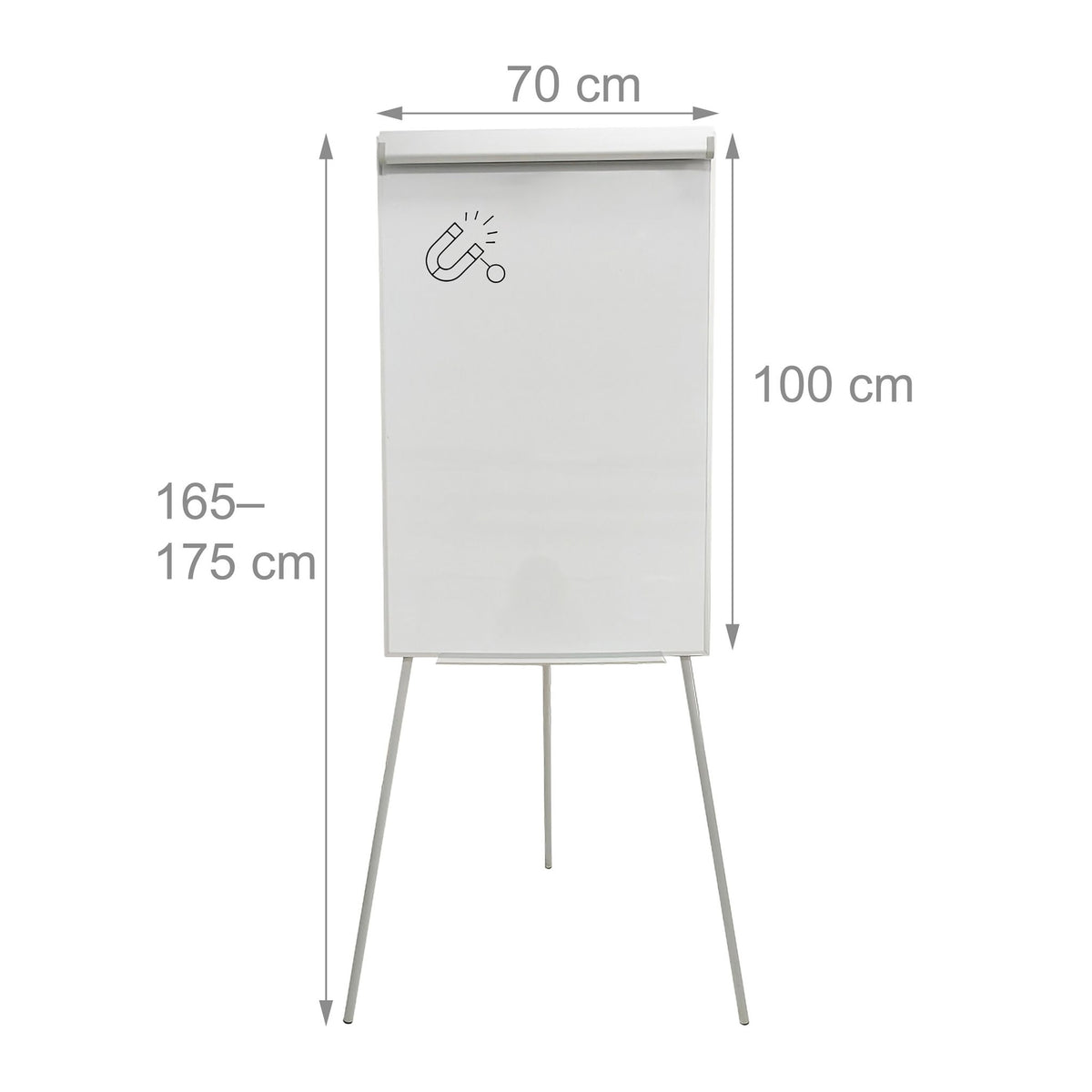 Flipchart Whiteboard 100x70 cm, Magnetic, Adjustable Height