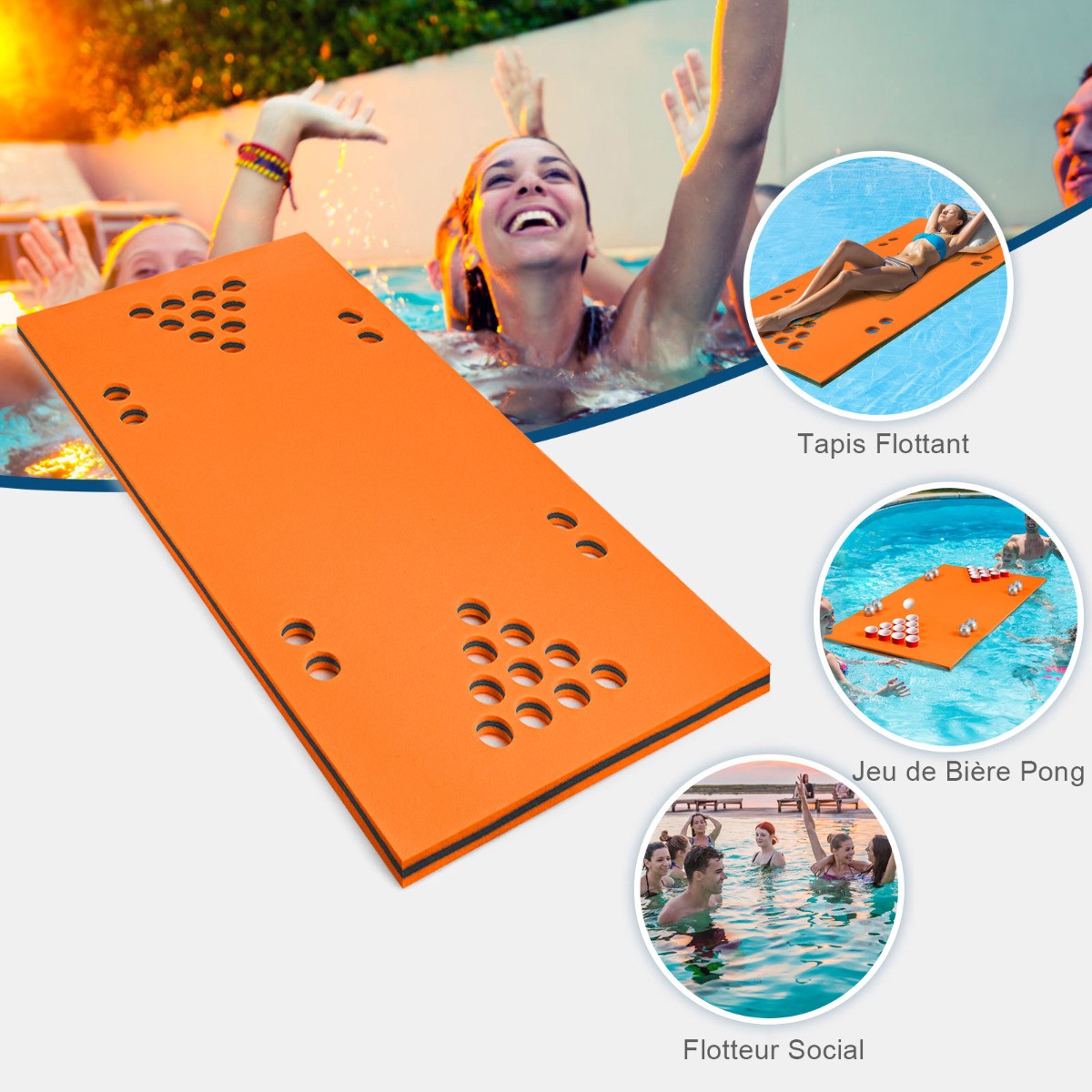 Floating Beer Pong Table Pad, 5.5 ft x 35.5 in, XPE