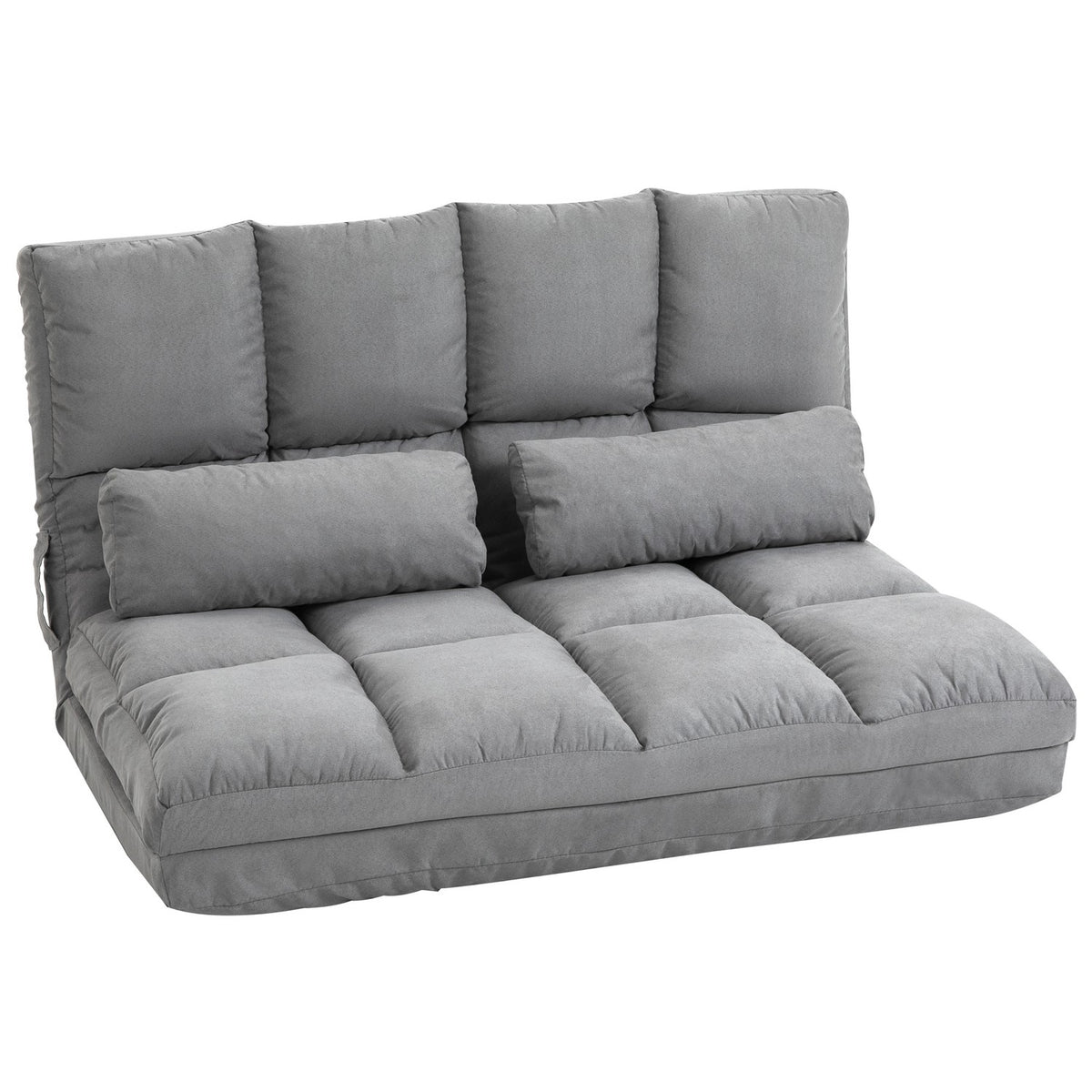 Floor Chair 2-In-1 Floor Chair & Bed With Backrest, 3 Positions Adjustable, Seat Cushion, Gray, Velvet & Steel, 102X73X60Cm