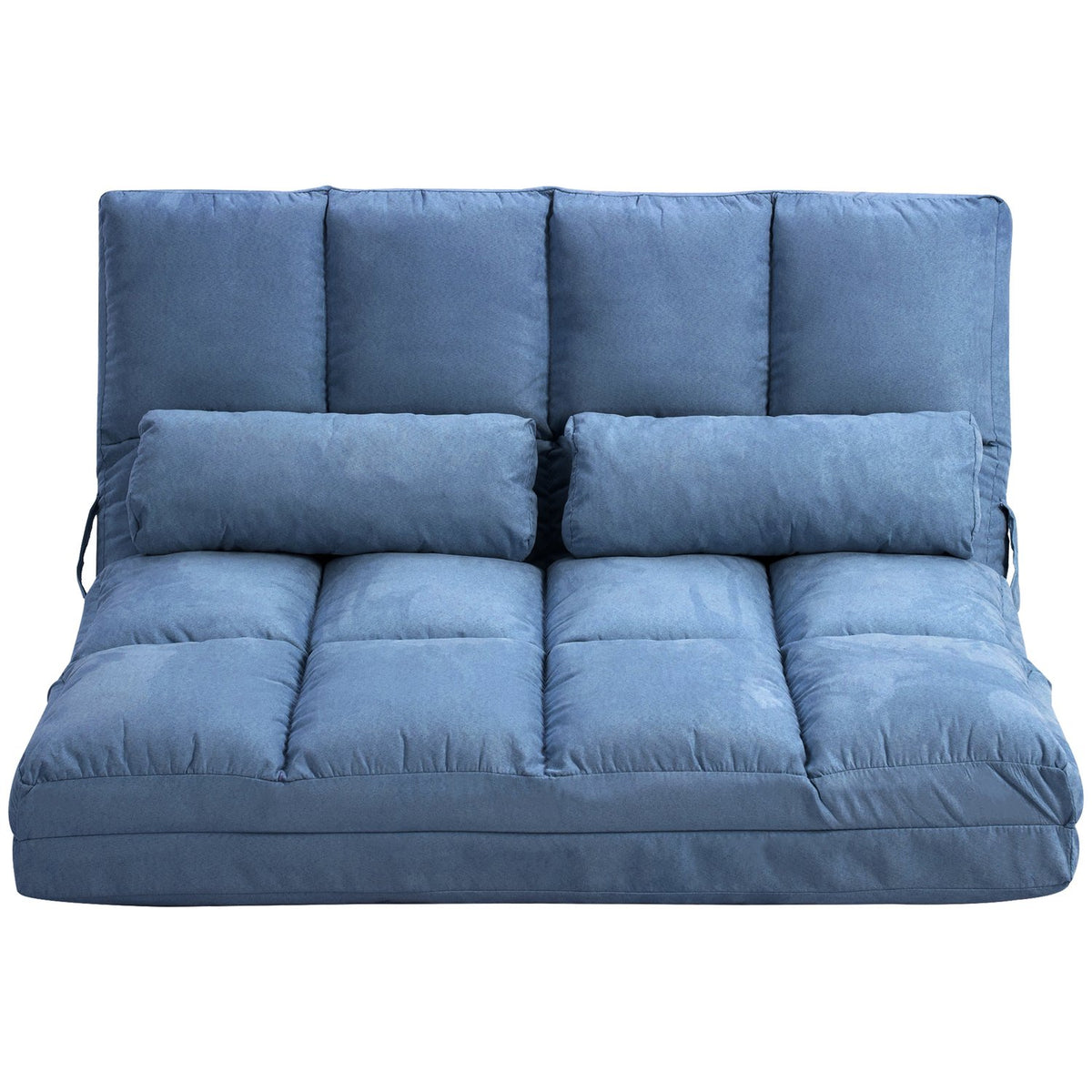 Floor Chair 2-In-1 Floor Chair Folding Bed Backrest 3 Positions Adjustable Seat Cushion Velvet Steel Blue 102X73X60Cm