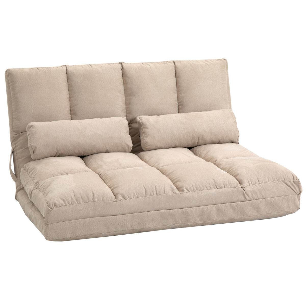 Floor Chair 2-in-1 Floor Chair Bed with Backrest 3 Positions Adjustable Seat Cushion Beige Velvet Steel 102 x 73 x 60 cm