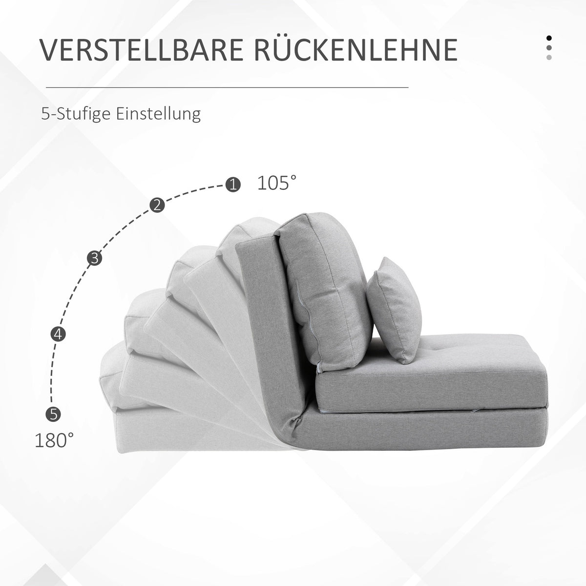 Floor Chair 2-in-1 Folding Bed with Adjustable Backrest Floor Sofa with Decorative Cushion Floor Seat Cushion for Living Room Bedroom Linen Gray |