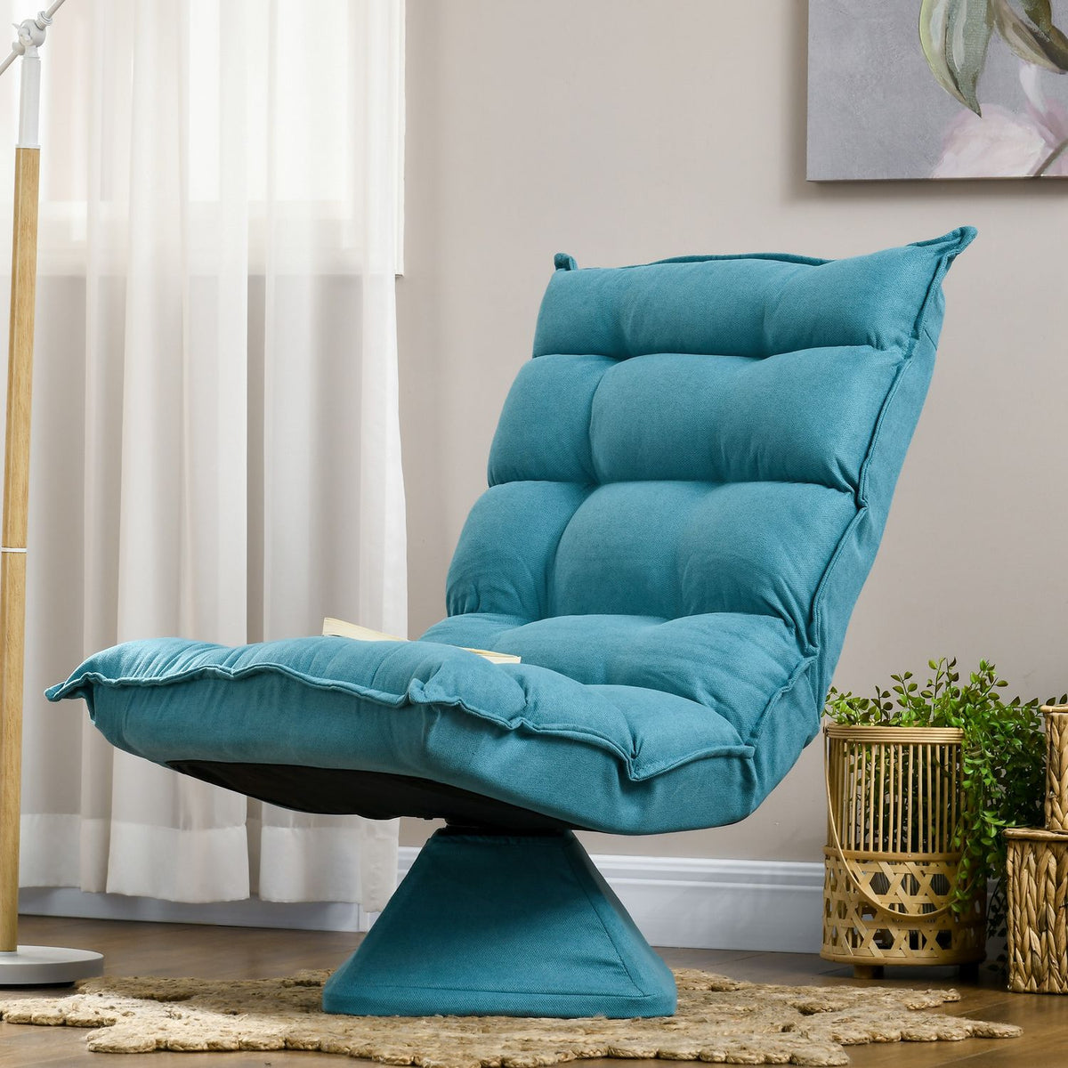 Floor Chair Adjustable Floor Sofa Swivel Meditation Chair Relax Chair Lazy Sofa Living Room Office Blue
