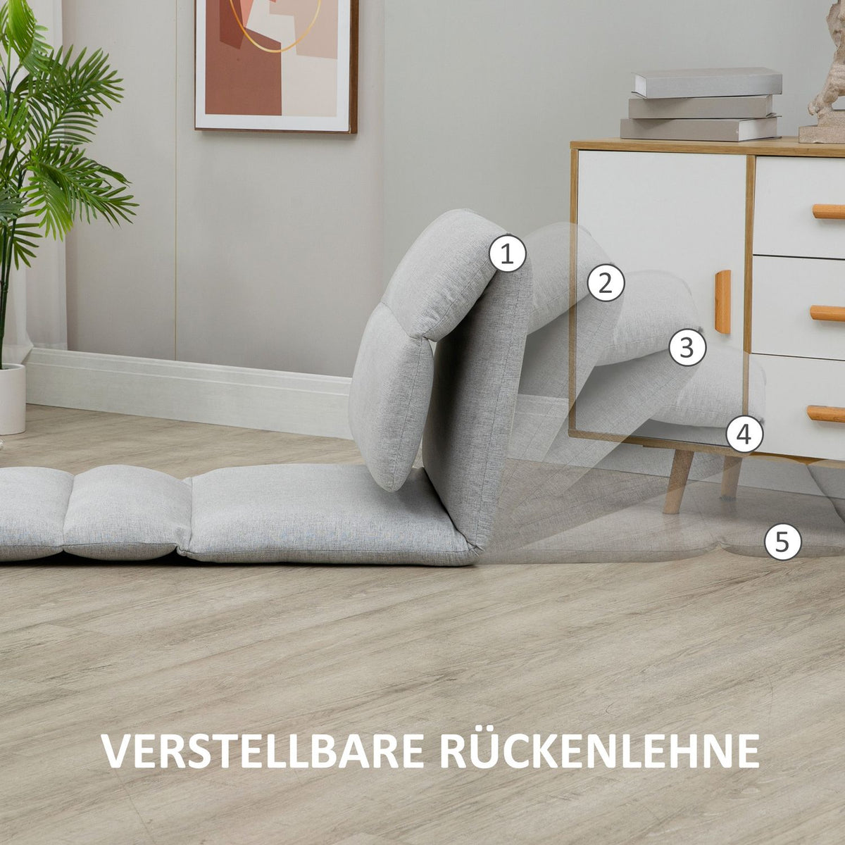 Floor Chair, Floor Chair With 5-Level Adjustable Backrest, Folding Floor Sofa With Reclining Function, Floor Cushion