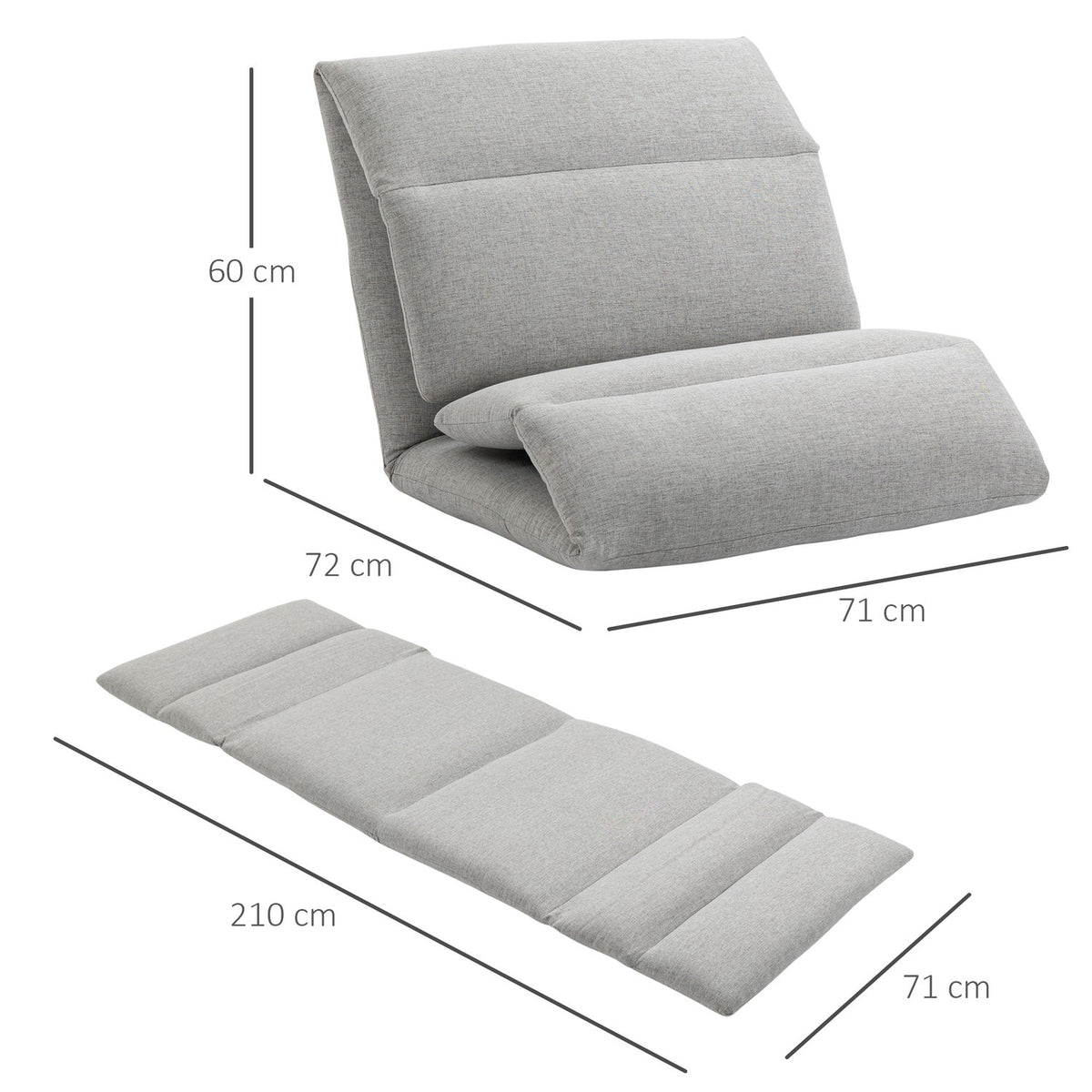 Floor Chair, Floor Chair With 5-Level Adjustable Backrest, Folding Floor Sofa With Reclining Function, Floor Cushion