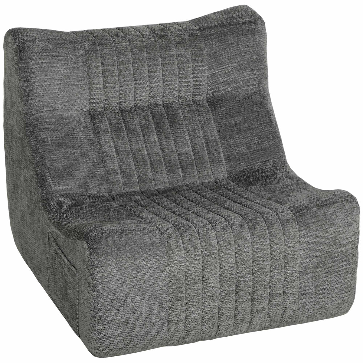 Floor Chair with Backrest, Chenille, Chestnut Gray, Side Pockets