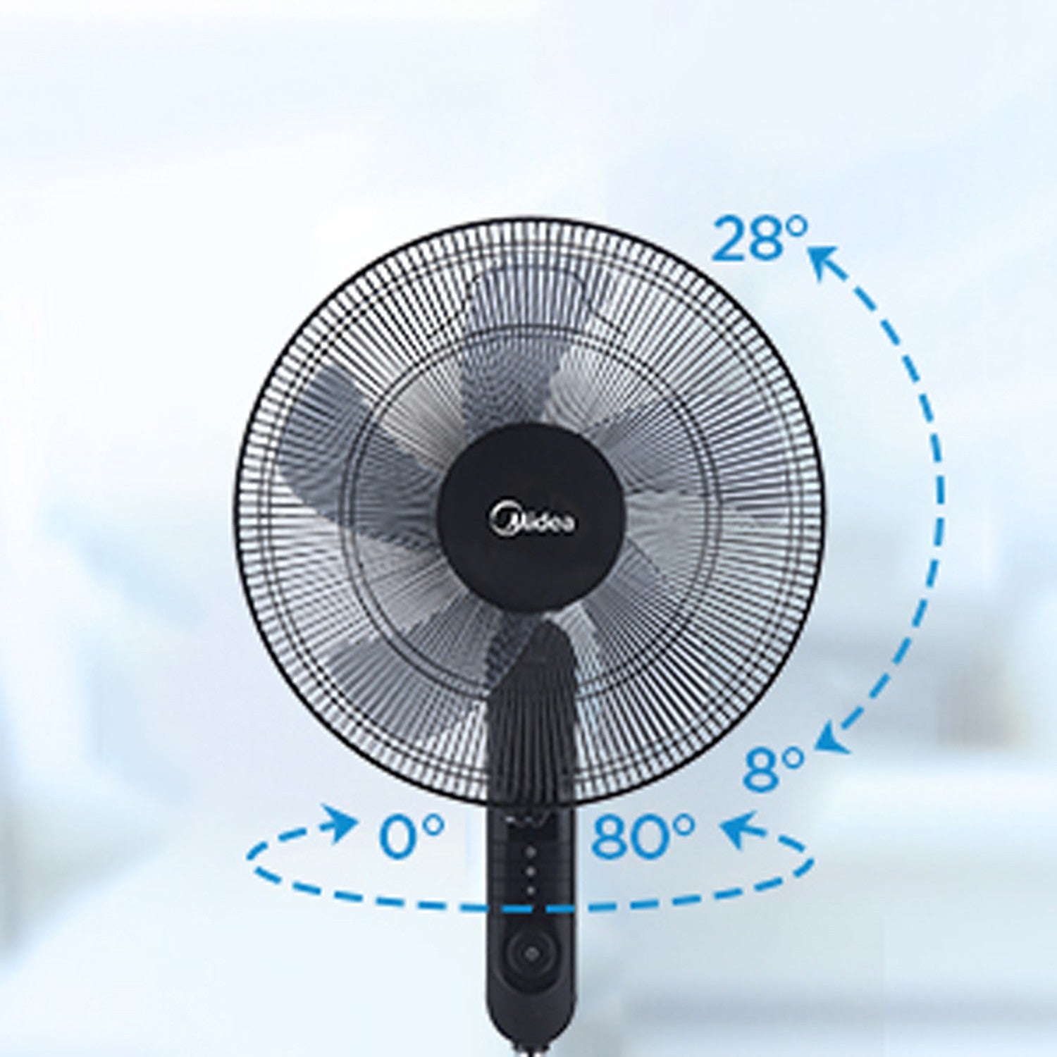 Floor Fan 3 Speeds and Remote Control, Black