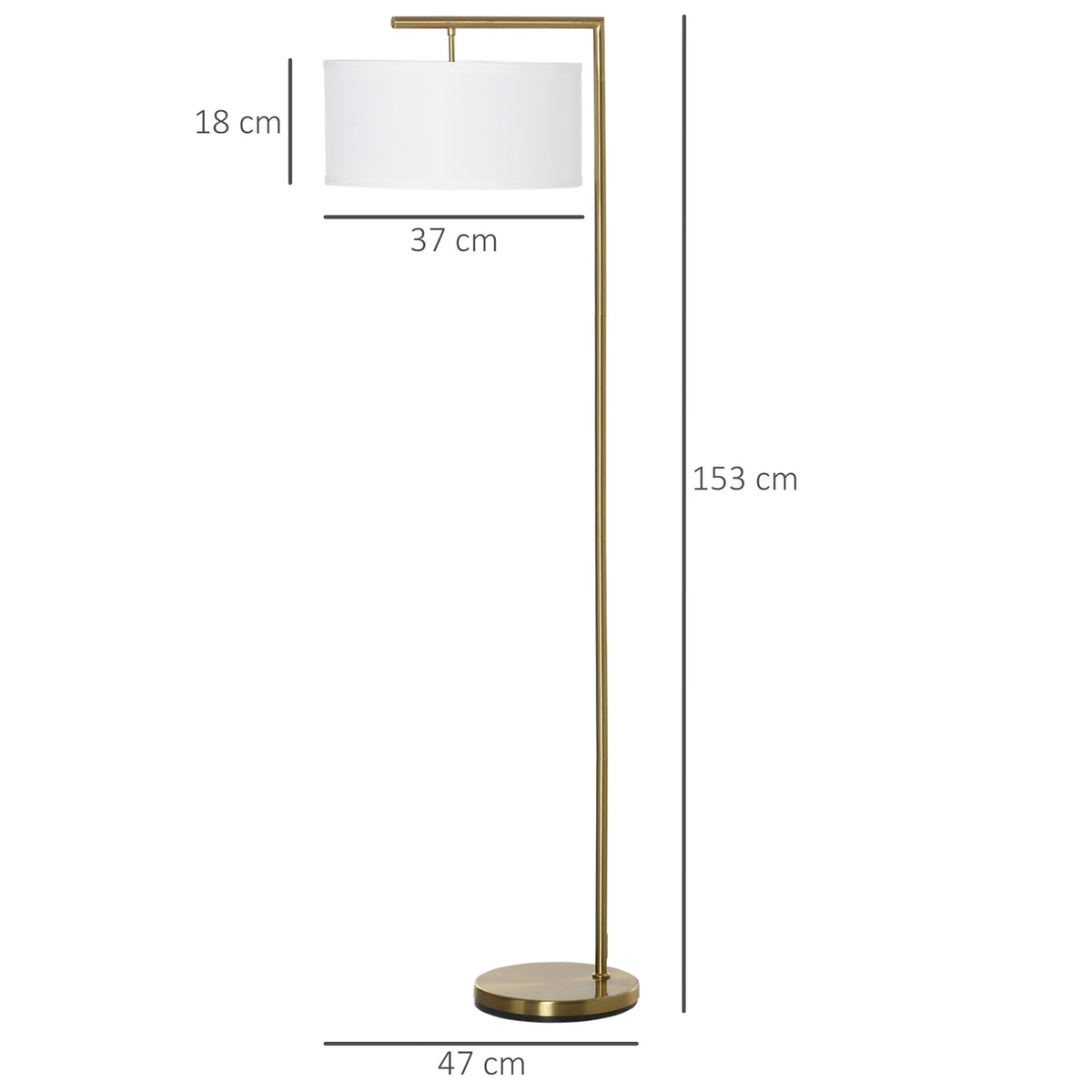 Floor Lamp Floor Lamp E27 Base For Living Room Bedroom Office Metal Steel Linen Gold + White 47 X 37 X 153 Cm