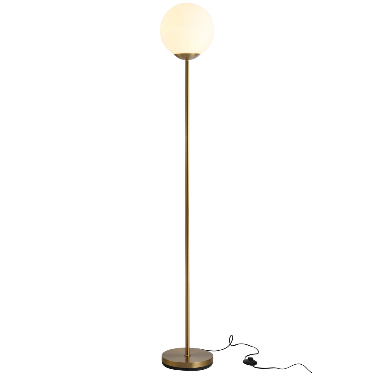 Floor Lamp In Gold Elegant Living Room Floor Lamp Made Of Metal With Glass, 25X25X171Cm