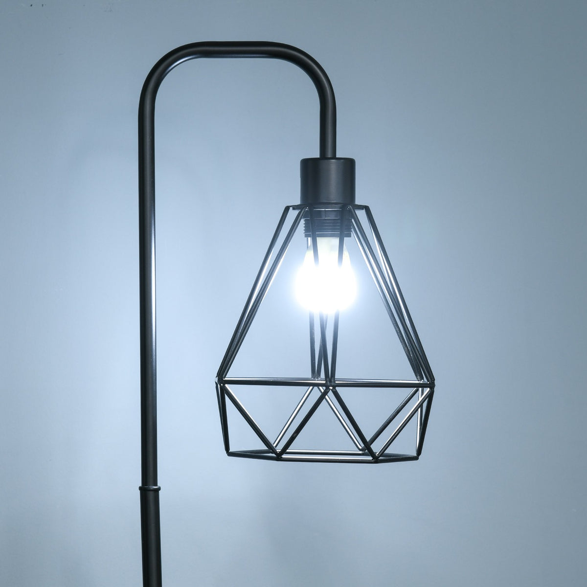 Floor Lamp In Industrial Style, Elegant Floor Lamp With E27 Base For Bedroom And Dining Room, Steel, Marble, Black, Ø25 X 152H Cm
