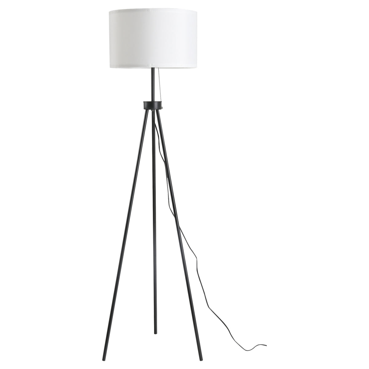 Floor Lamp Modern Floor Lamp E27, Steel & Polyester, Black & White, 37X37X152Cm