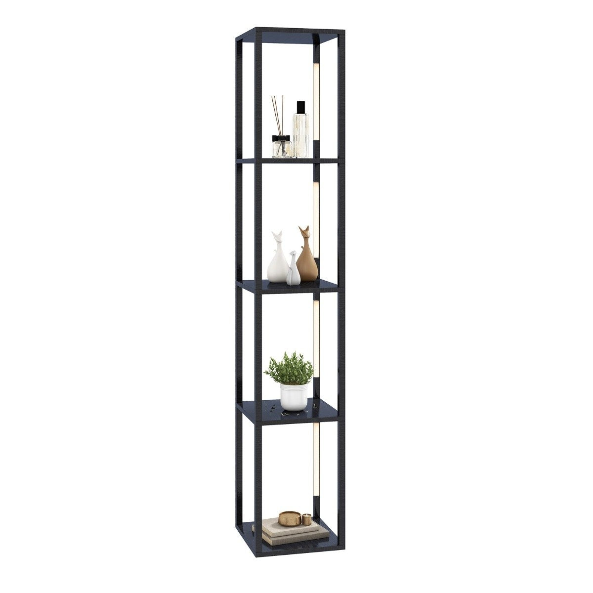 Floor Lamp Modern Illuminated Storage Shelf 29 x 29 x 163 cm Black