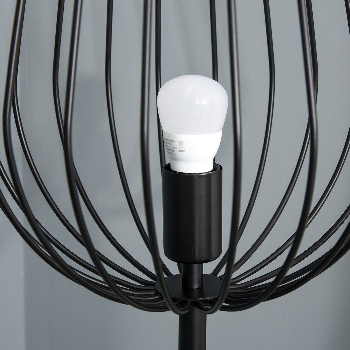 Floor Lamp Retro Industrial Style With Metal Mesh Cage Shade, Ø27.5X159Cm