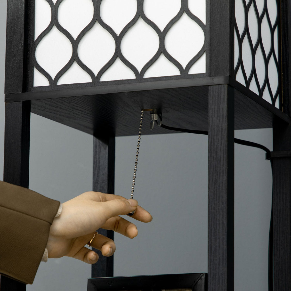 Floor Lamp With Shelf And Double Light, 40W, E27, Pull Chain Switch, For Living Room, Bedroom